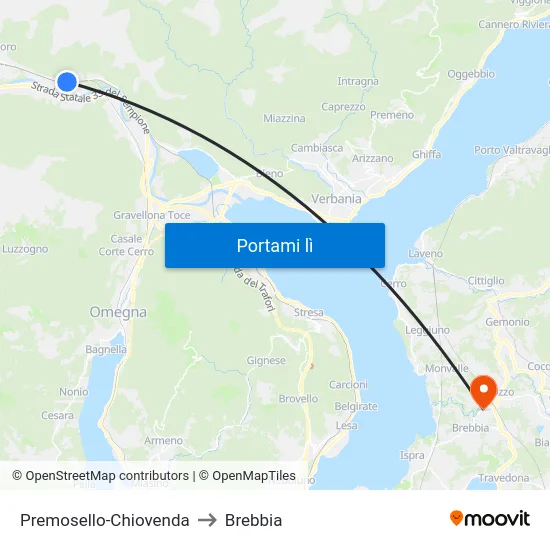 Premosello-Chiovenda to Brebbia map