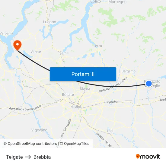 Telgate to Brebbia map