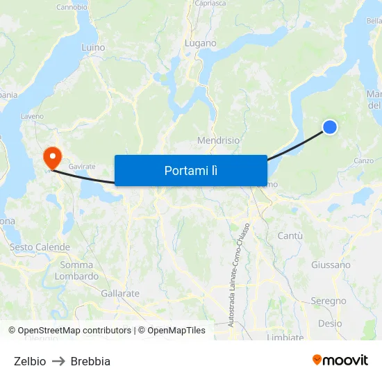 Zelbio to Brebbia map