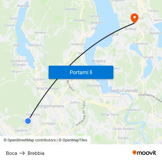 Boca to Brebbia map