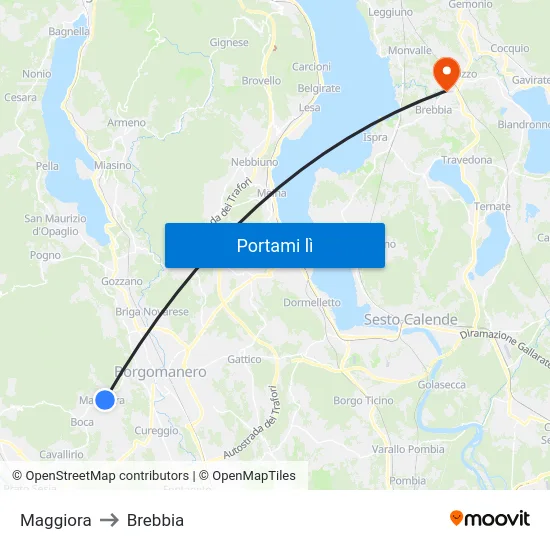 Maggiora to Brebbia map