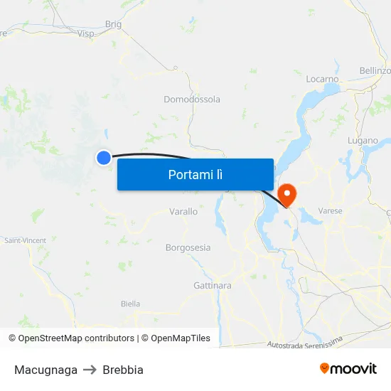 Macugnaga to Brebbia map