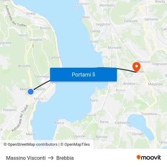 Massino Visconti to Brebbia map