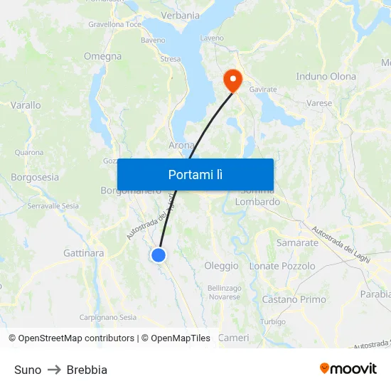 Suno to Brebbia map