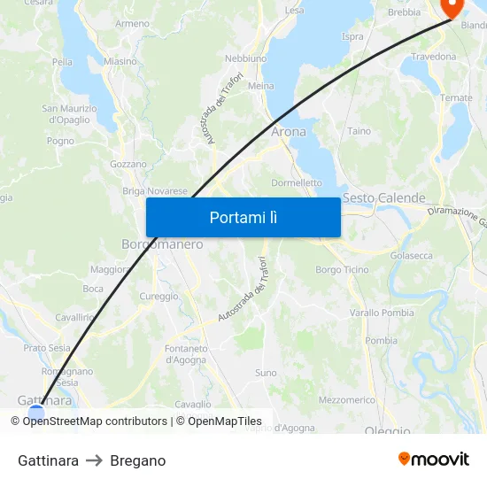 Gattinara to Bregano map
