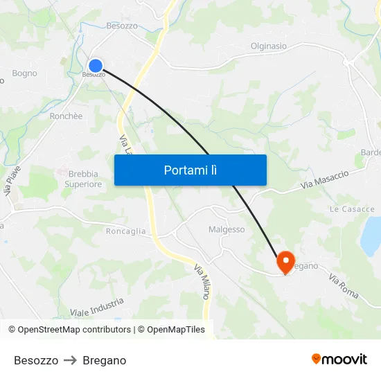 Besozzo to Bregano map
