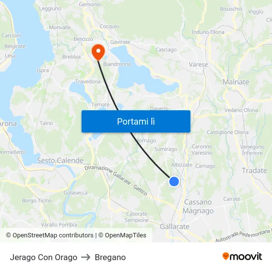 Jerago Con Orago to Bregano map