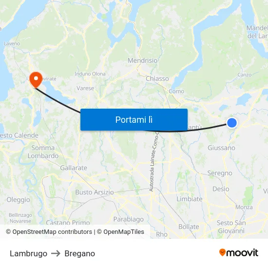 Lambrugo to Bregano map