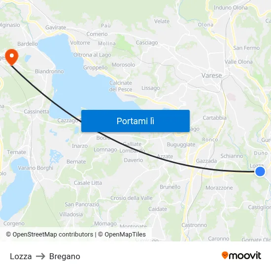 Lozza to Bregano map