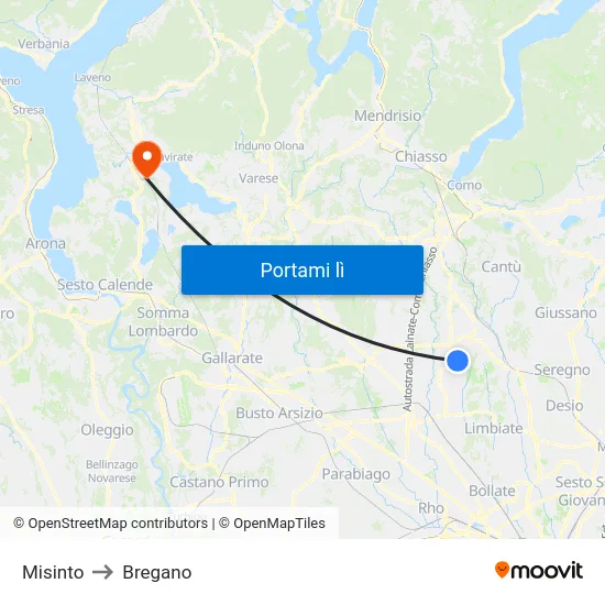Misinto to Bregano map