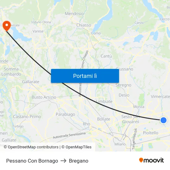 Pessano Con Bornago to Bregano map