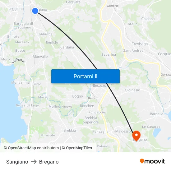 Sangiano to Bregano map