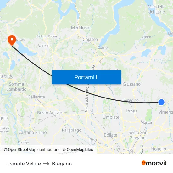 Usmate Velate to Bregano map