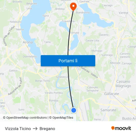 Vizzola Ticino to Bregano map