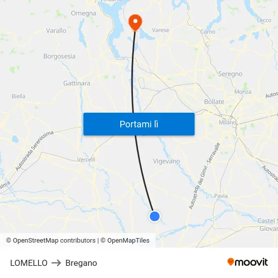 LOMELLO to Bregano map