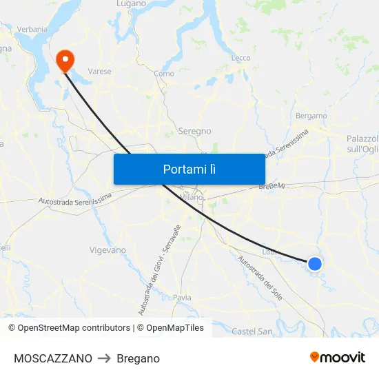 MOSCAZZANO to Bregano map