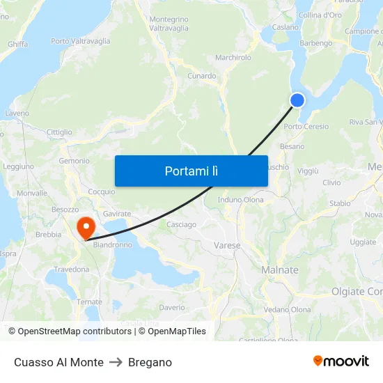 Cuasso Al Monte to Bregano map