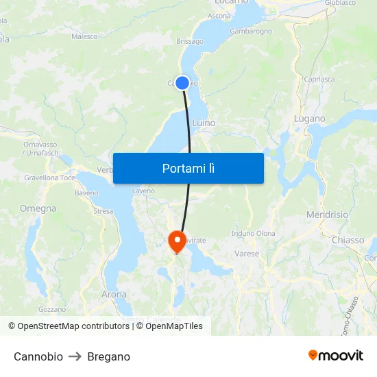 Cannobio to Bregano map