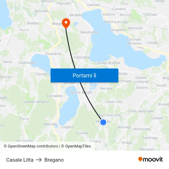 Casale Litta to Bregano map