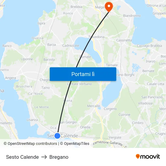 Sesto Calende to Bregano map