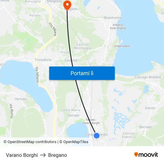 Varano Borghi to Bregano map