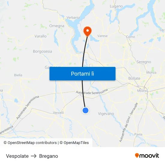 Vespolate to Bregano map