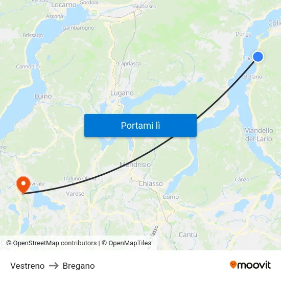 Vestreno to Bregano map
