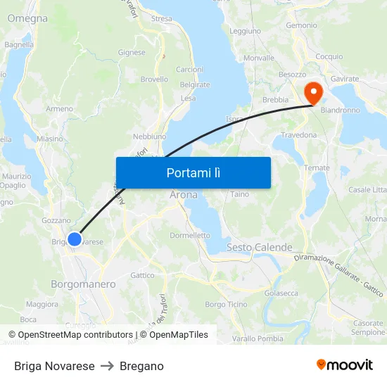 Briga Novarese to Bregano map