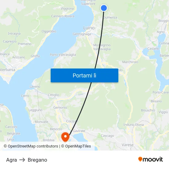 Agra to Bregano map