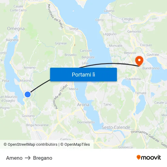 Ameno to Bregano map