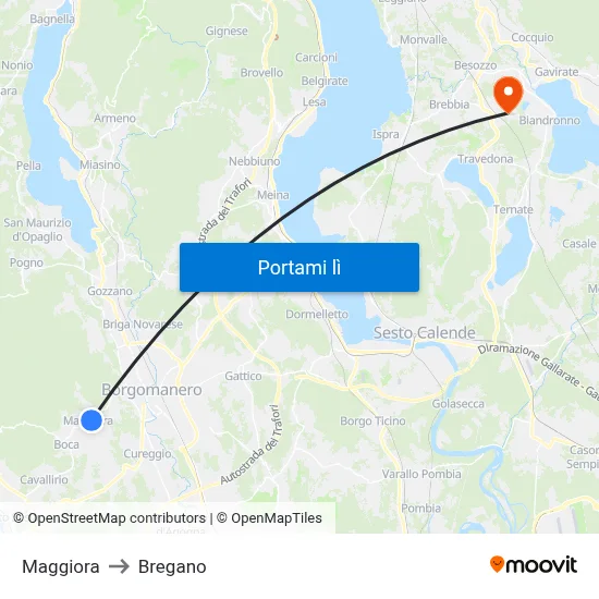 Maggiora to Bregano map