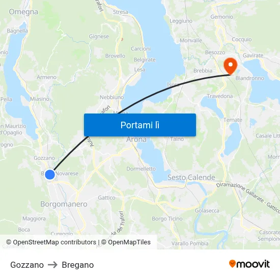 Gozzano to Bregano map