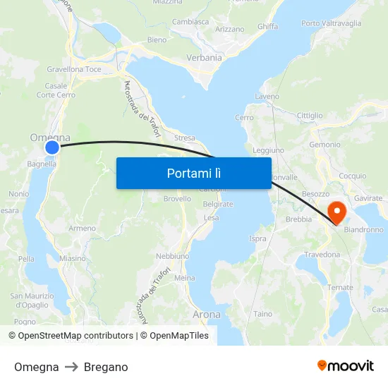 Omegna to Bregano map