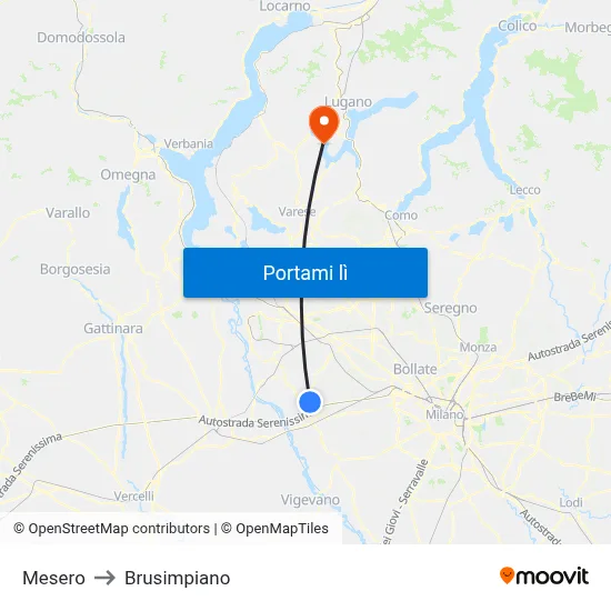 Mesero to Brusimpiano map