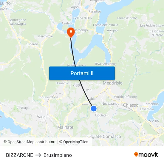 BIZZARONE to Brusimpiano map