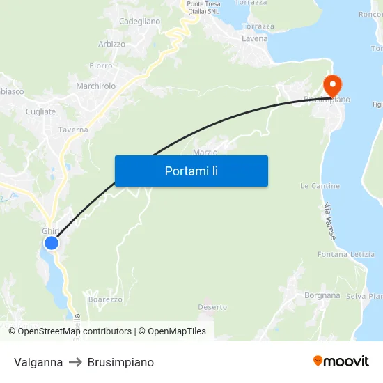 Valganna to Brusimpiano map
