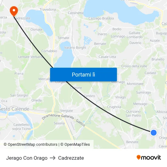 Jerago Con Orago to Cadrezzate map