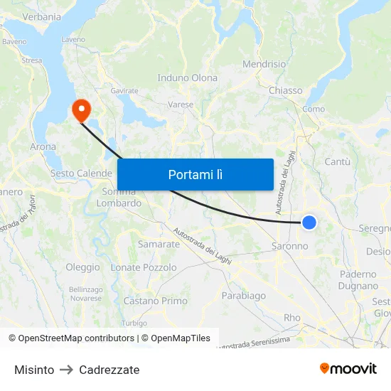 Misinto to Cadrezzate map