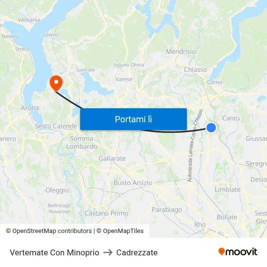 Vertemate Con Minoprio to Cadrezzate map