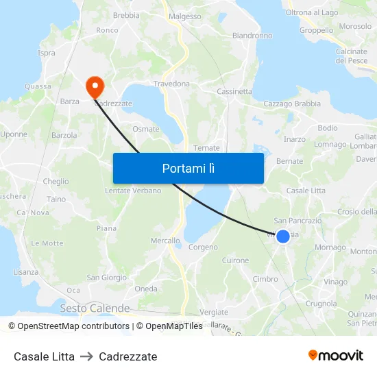 Casale Litta to Cadrezzate map