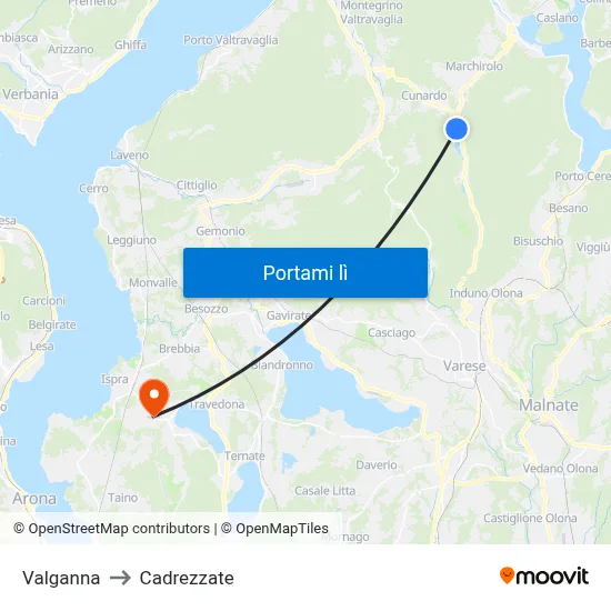 Valganna to Cadrezzate map