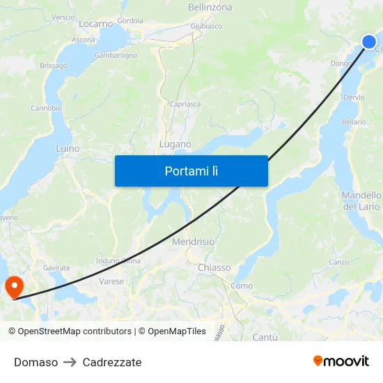 Domaso to Cadrezzate map