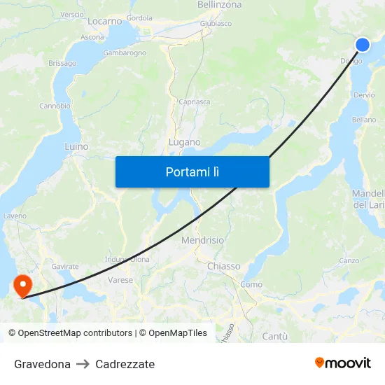 Gravedona to Cadrezzate map