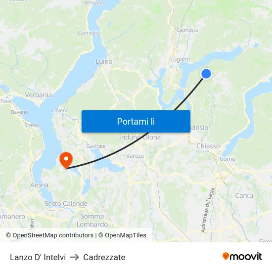 Lanzo D' Intelvi to Cadrezzate map