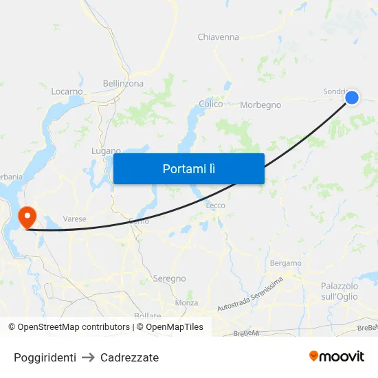 Poggiridenti to Cadrezzate map