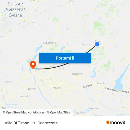 Villa Di Tirano to Cadrezzate map