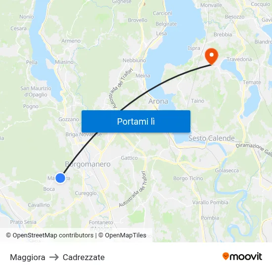 Maggiora to Cadrezzate map