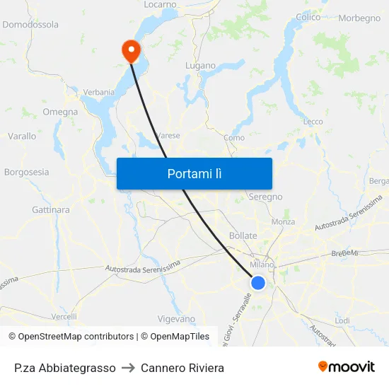 P.za Abbiategrasso to Cannero Riviera map