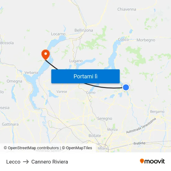 Lecco to Cannero Riviera map