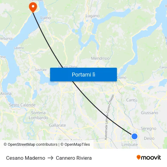 Cesano Maderno to Cannero Riviera map